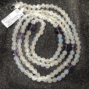 Bavna Natural Moonstone and Amethyst Long Necklace
